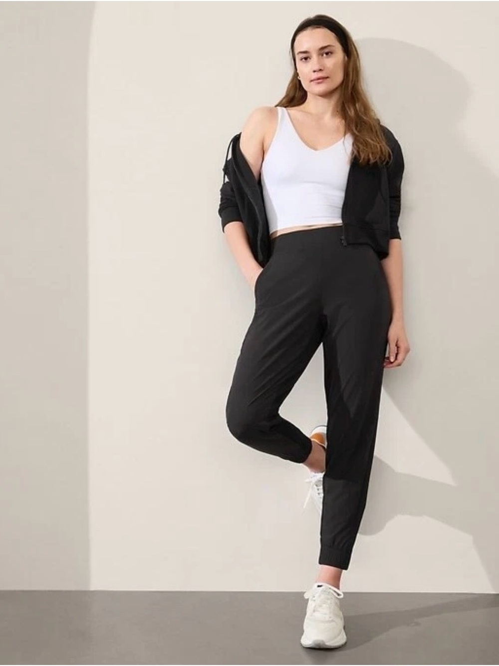 Athleta Black 14T Brooklyn Travel Commuter Athleisure Zip Pockets Jogger